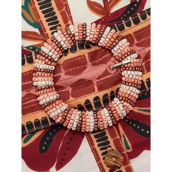 Farm Rio Womens Belted Mini Dress Small Raid Cream - NWT $248 - Picture 6 of 6